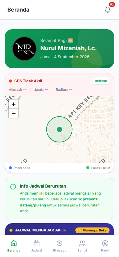 Tampilan Beranda Tutor